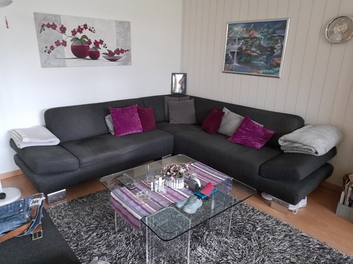 Sofa rundecke dunkelgrau 250 - sofa,