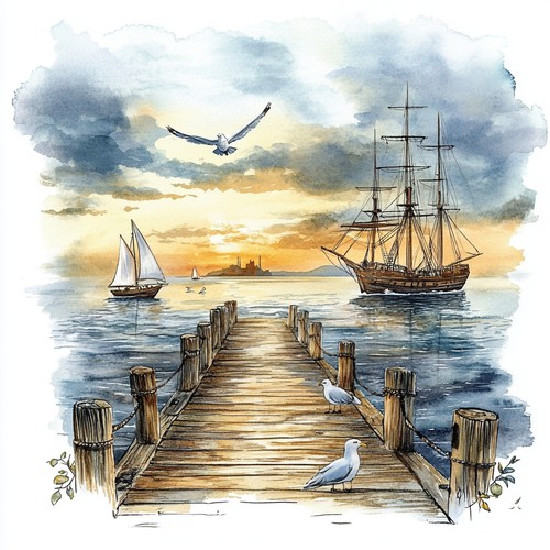 Wandbild segelschiff bootssteg - wandbild,