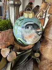 Glaskugel,Christbaumkugel,Kugel,Vogel,8cm,Weihnachtskugel,Schwanzmeis,handbemalt