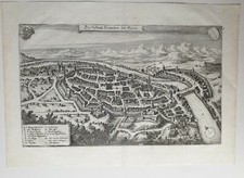 Original Merian Kupferstich Kempten 1650 engraving