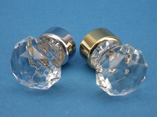 Kristallglas Türgriff Türknauf Diamantschliff 30mm chrom und gold Vintage Stil