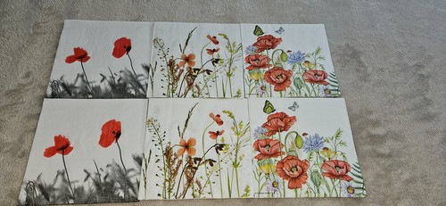 Servietten blumen mohn b91 - 6,