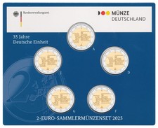 BRD 2 EURO 35 JAHRE DEUTSCHE EINHEIT 2025 SATZ STEMPELGLANZ  IM ORIGINAL-BLISTER