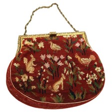 Gobelin Handtasche mit Messingbügel – Tiermotive Petite Point