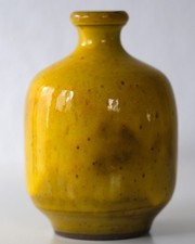 WGP Atelierkeramik Hartwig Heyne Hoy Keramik Vase sonnengelb 70er