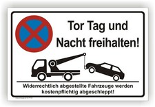 Schild Tor Tag und Nacht freihalten Parkverbotschild Warnschild Einfahrt P0100
