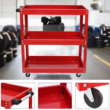 Werkstatt-Rollwagen Werkzeugwagen mit 3 Ebenen Transportwagen Montagewagen Rot
