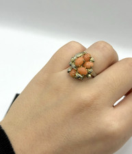 Korallenring Größe 56 mit echter Koralle, florales Design Modeschmuck