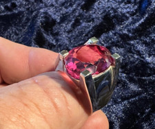 R9.,‼️❤️ Ring, Herren - Silber m.  Rubinrotem  Stein, 925´er Silber   ⏀22,4 mm