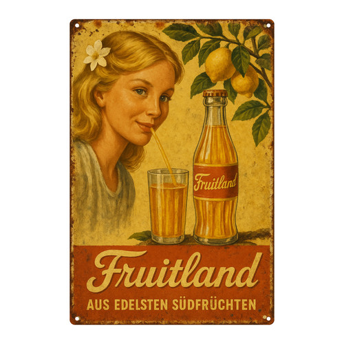Werbeschild fruitland 50er - werbeschild,