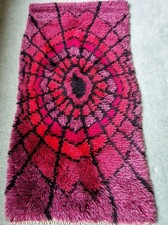 Vintage 70er Jahre Skandinavisch Schwedisch Rya Shag Flor Teppich