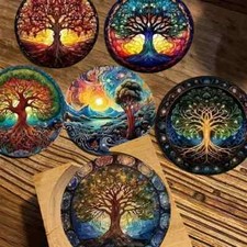 2x Wikinger Holz Untersetzer