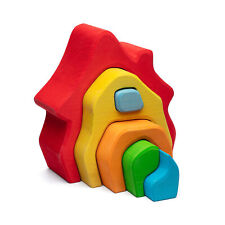 Bunte Stapelformen/Steckspiel Märchenhaus, rot Holzbausteine Glückskäfer 523255