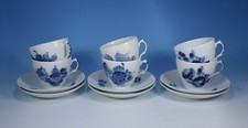 Royal Copenhagen "Blaue Blume glatt" 6 Kaffeetassen & Untere neuere Produktion