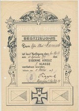 125375, Besitzzeugnis Eisernes