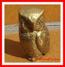 EULE Uhu KAUZ Deko FIGUR aus MESSING Kunsthandwerk SCHMAL ca. 116 Gramm VINTAGE