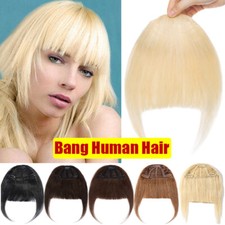 Damen Echthaar Pony Luft Bangs Clip In Remy Haarverlängerung Dick Haarteil Blond