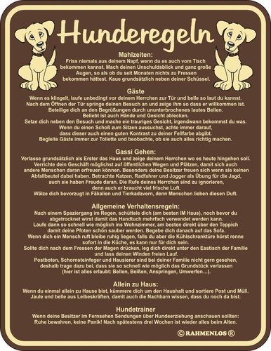 Blechschild schild hunderegeln - blechschild,