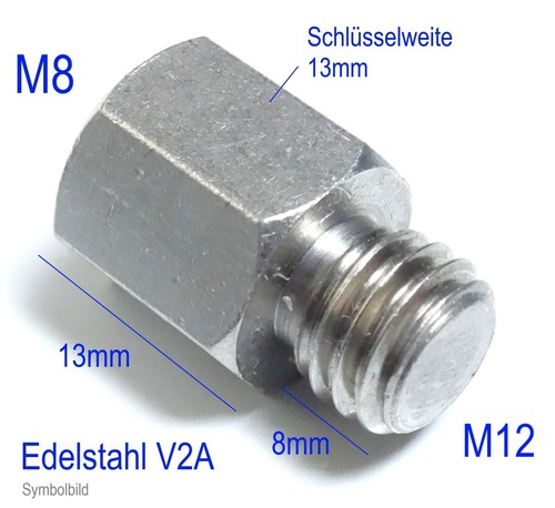 Edelstahl v2a innen - auf, m12