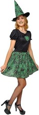 Rubies Hexenkostüm Spiderweb Neon für Damen Kleid und Hut Grün Hexe Leuchtet ✅