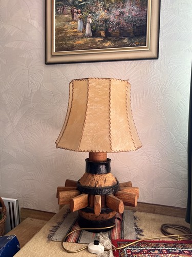 Holzstehlampe wagenrad mit - wagenrad,