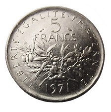 5 Francs Münze 1971 Frankreich Umlaufmünze France