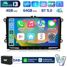 9" Android13 Carplay Für VW Skoda Seat Autoradio GPS NAV BT SWC 64G DAB+ Adapter