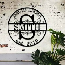 Personalisierter Familien-Nachname Est. Blechschild Anfangsbuchstabe geteilte...