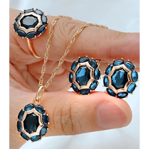 Zirkonia blaue schmuckset - zirkonia,