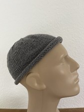 Herren Mütze, Fischermütze,Rollrand, Sylter Mütze,KUbis60cm ,Graumelange, Merino