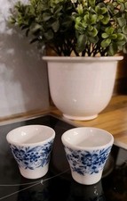 Seltmann Weiden E. ~ 2 EIERBECHER Theresia Heimatland Porzellan weiß blau Blumen