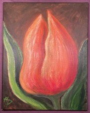 HP 1 Acrylbild Handgemalt ca. 40x50cm rote Tulpe Leinwand auf Holzrahmen Unikat