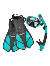 Profi Schnorchelset Erwachsene mit Flossen,Anti-Fog Panorama Taucherbrille