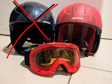 Alpina Ski Helm mit Skibrille für Kinder, Größe 51-55