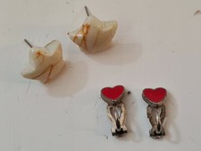 2er Set Damen Creolen Ohrstecker Ohrclips Modeschmuck Stern Herz 1,5cm