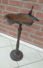 XL nostalgisches Vogelbad dekorative VOGELTRÄNKE Edelrost Blatt mit Vögelchen