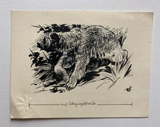Originalzeichnung von Wilhelm Eigener BÄR BÄRIN Illustration 50er Jahr signiert