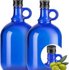 Blaue Glasflasche 1 L mit Ausgießer & Schraubverschluss