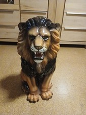 Keramik Löwe Figur, Braun Glasiert, Antik Stil