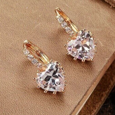 4 Karat Kostüm Weiß Behandelt Diamant Herz Form Ohrringe Zertifiziert! Valentine