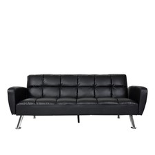 B-Ware Sofa MCW-K19, Schlafsofa,Nosagfederung Schlaffunktion, Kunstleder schwarz