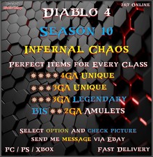 ✨Diablo 4✨Season 10✨3GA Legendary✨4GA Unique✨2GA Amulette✨BIS Items✨Every Class✨