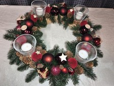 Adventskranz Adventsgesteck Weihnachtsgesteck Handmade Kunsttanne 40 cm  beere 