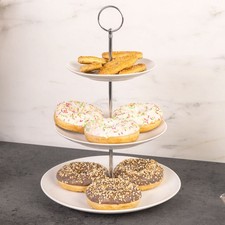 Etagere Servierplatte Muffinständer weiß rund Keramik 3 Stufen zerlegbar