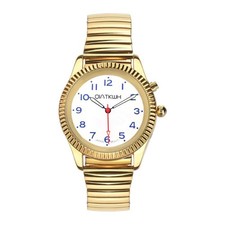 QIATKWH Deutsch sprechende Uhr,Goldschale, Gold verstellbare Länge Edelstahl