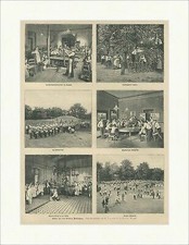 Bilder aus dem Berliner Waisenhaus Spielplatz Musikcorps Holzstich E 22350