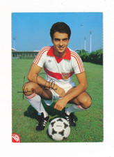 Hansi Müller VFB Stuttgart Ligra mit Tango Adidas Druck-signierte Autogrammkarte