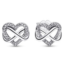 PANDORA Schmuck Damen-Ohrstecker Funkelndes Unendlichkeits-Herz Silber 292667C01