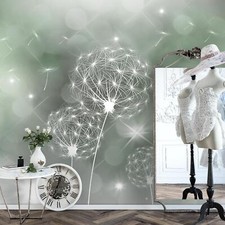 Fototapete Pusteblumen Abstrakt Wohnzimmer Schlafzimmer Grün Vlies Tapete 9174c