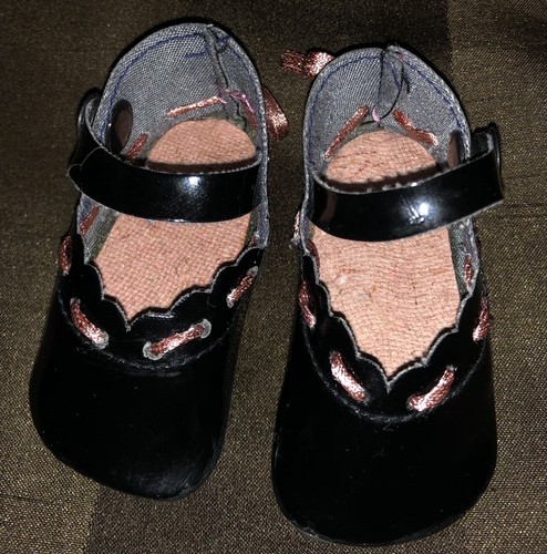 Puppenschuh schwarz rosa - puppenschuh, schwarz-rosa